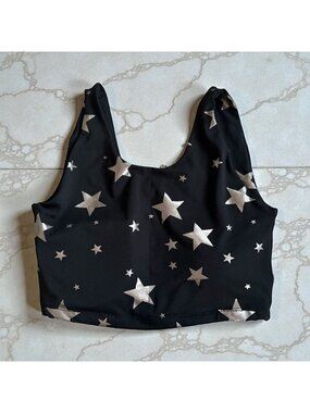 LIVE WELL ACTIVE Black Silver Star Workout Bra Size XS